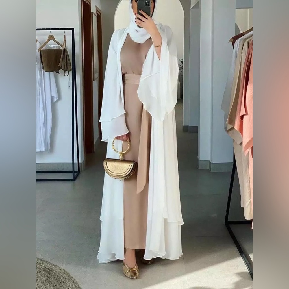 White Layered Abaya